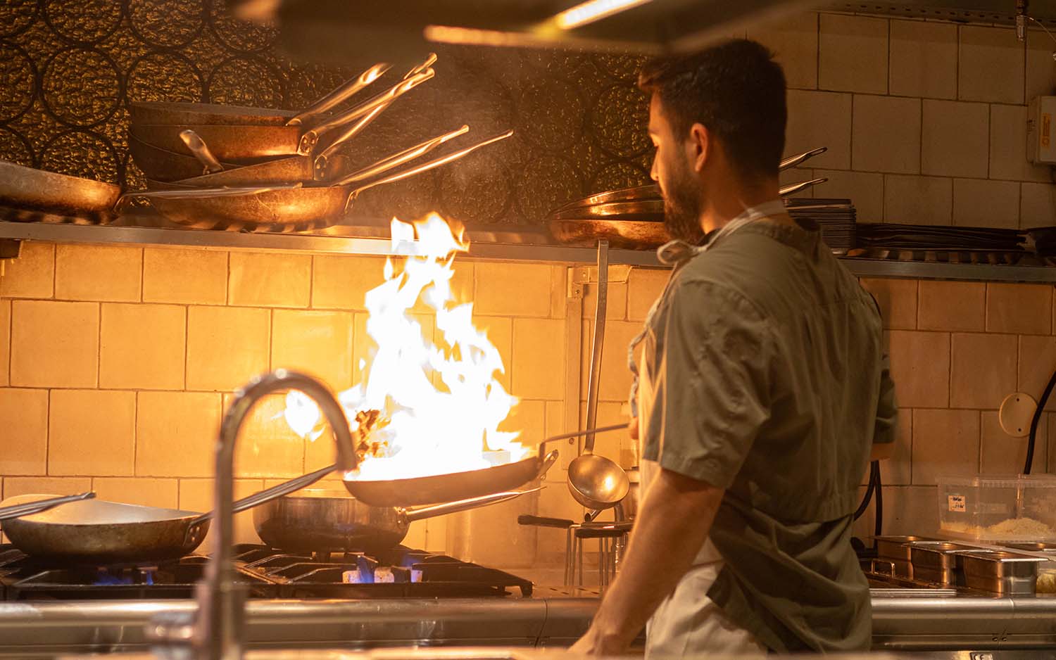 Ristorante Bellora table settings with warm bistro lighting