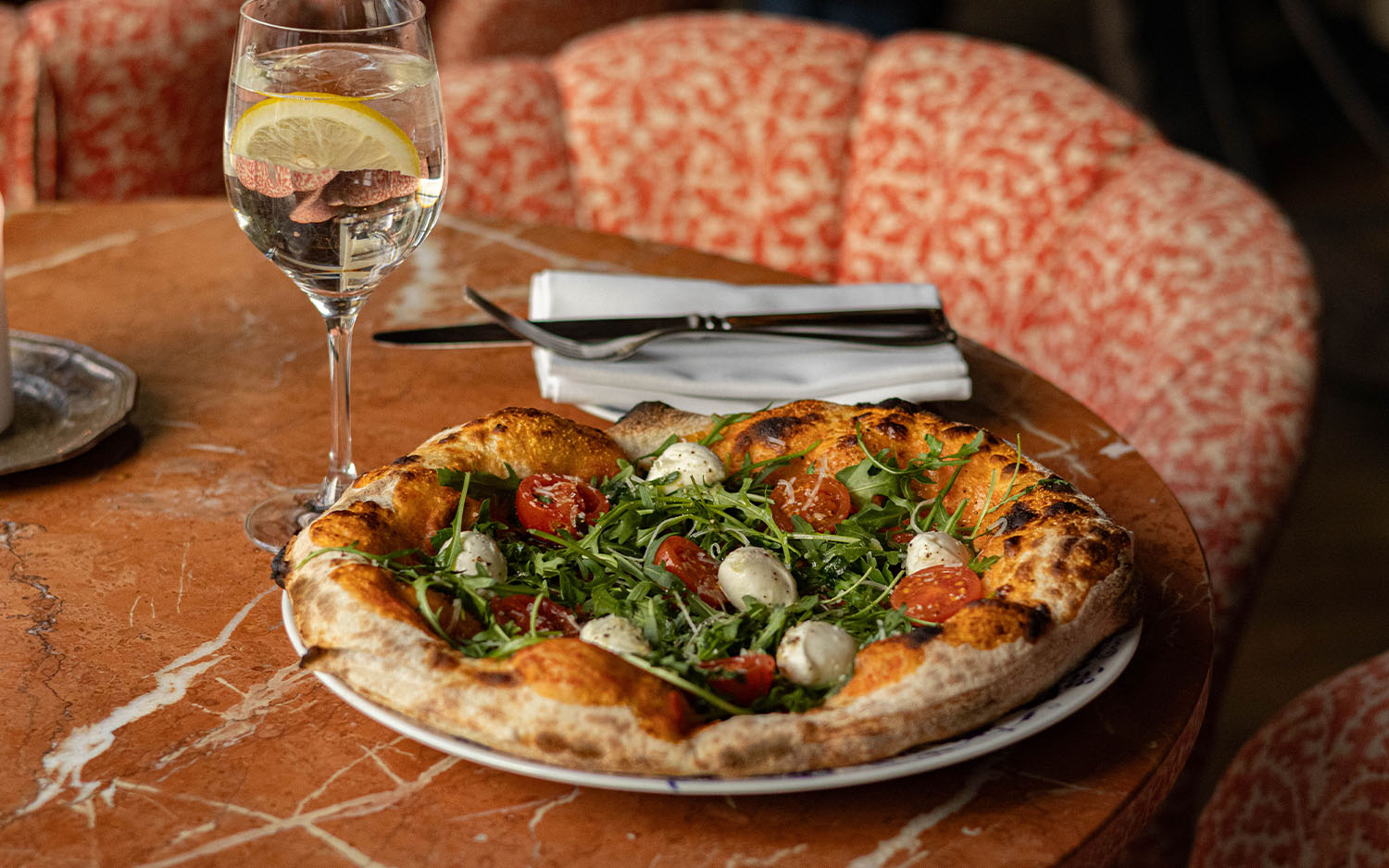 Wood-fired pizza fresh from the oven at Ristorante Bellora