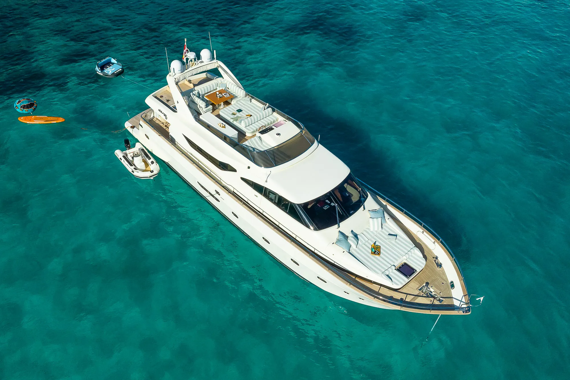 ESSOESS yacht moored at a secluded cove in Mallorca