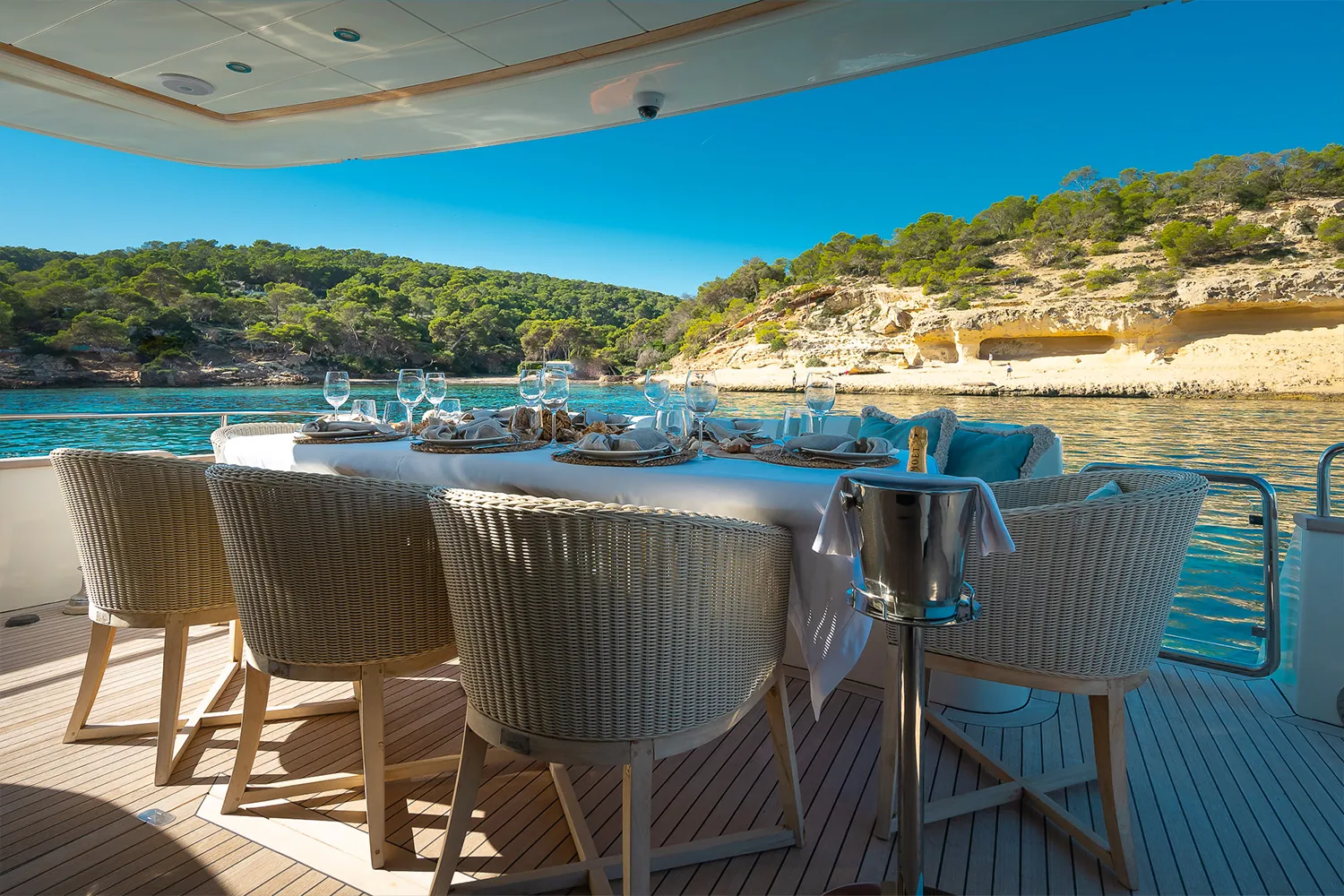 Elegant salon interior with comfortable seating aboard ESSOESS