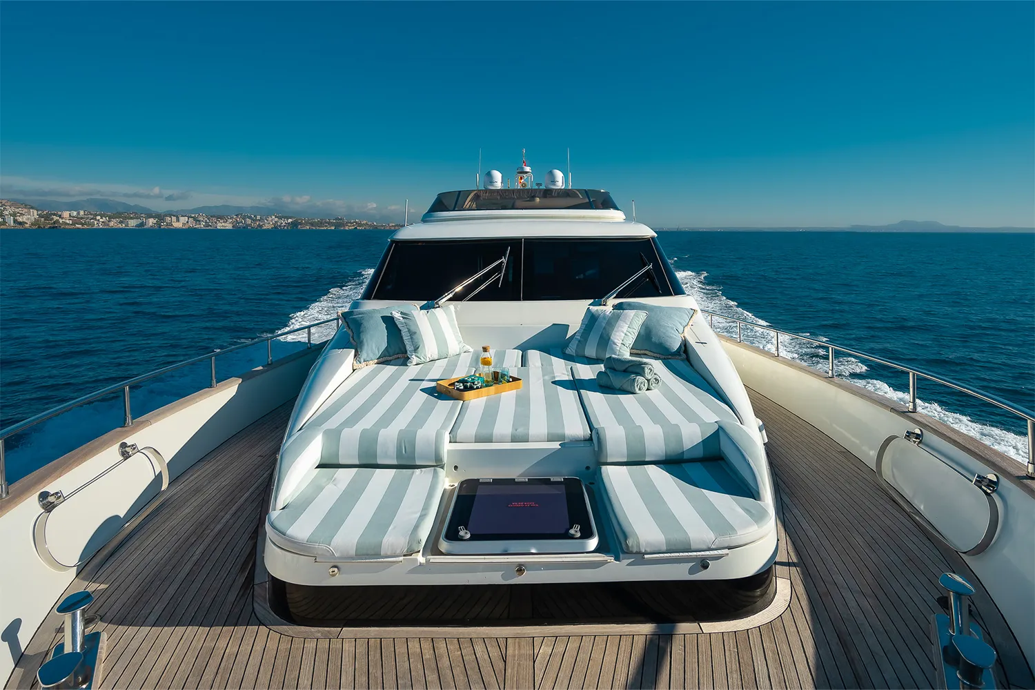 ESSOESS yacht anchored in crystal-clear waters off Mallorca