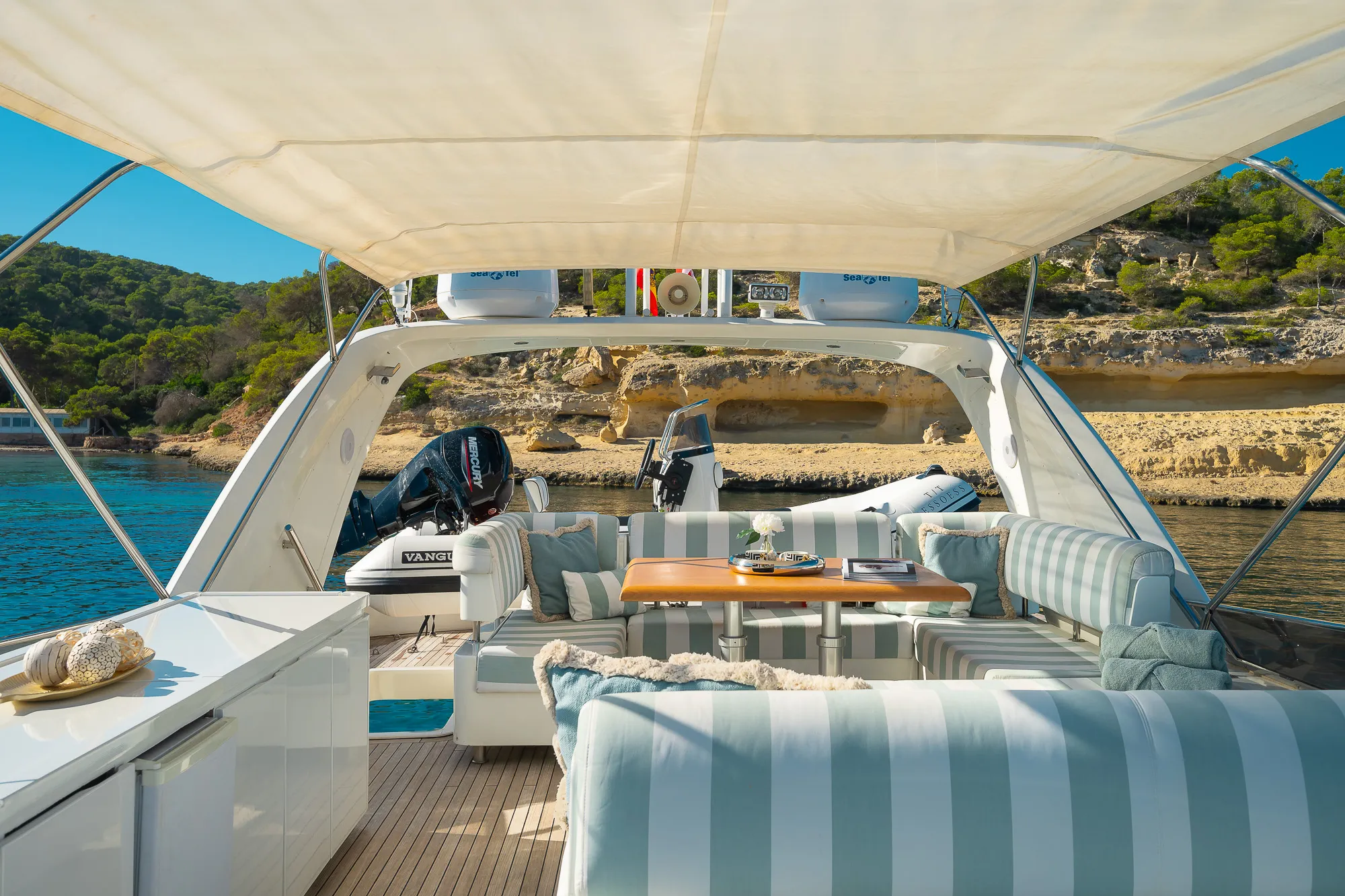 ESSOESS yacht at sunset near the Palma de Mallorca coastline