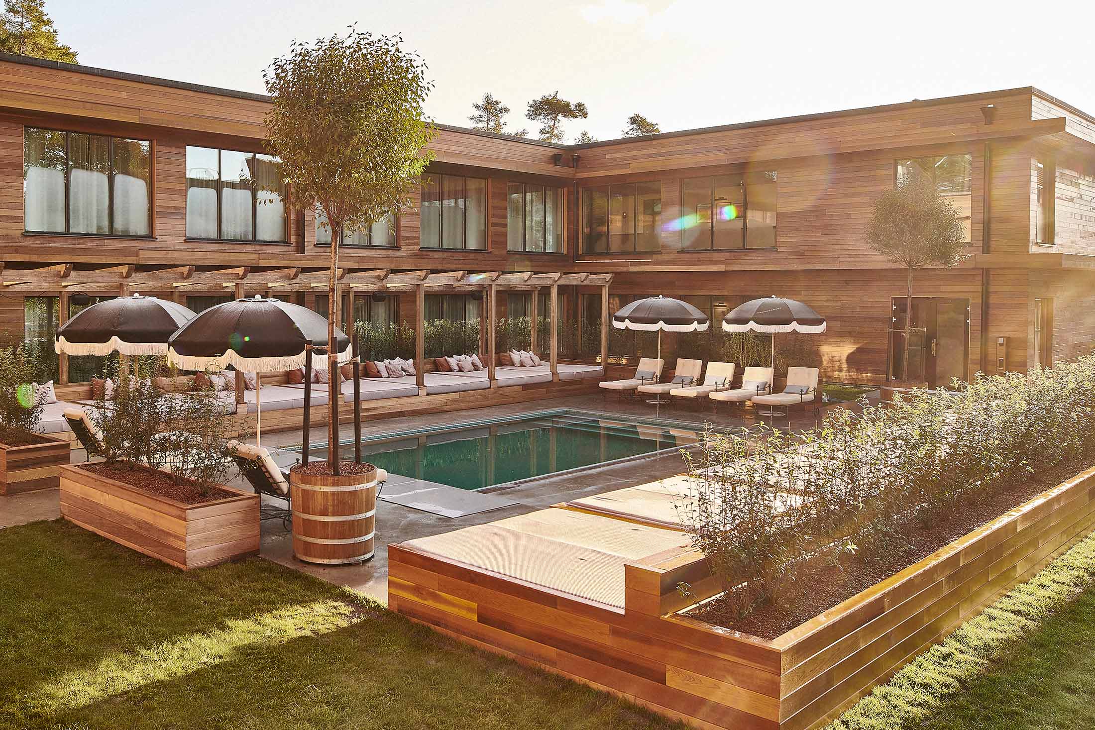 Ellery Beach House aerial view of the seaside conference resort on Lidingo Stockholm