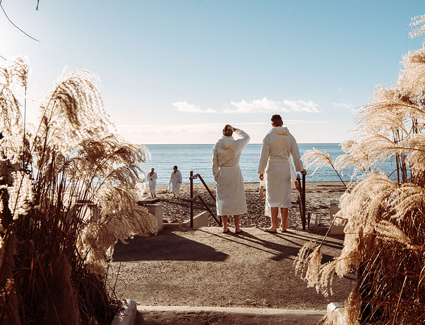 Saltwater bath and pool experience at Falkenberg Strandbad resort