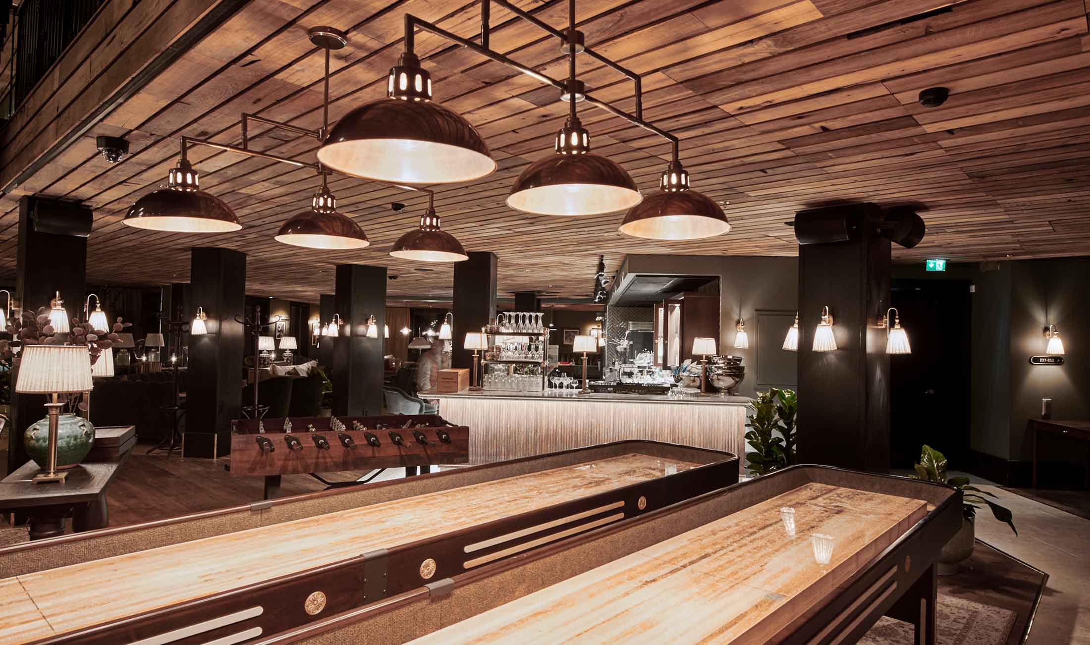 Cozy lounge and fireplace area at Fyri Resort Hemsedal