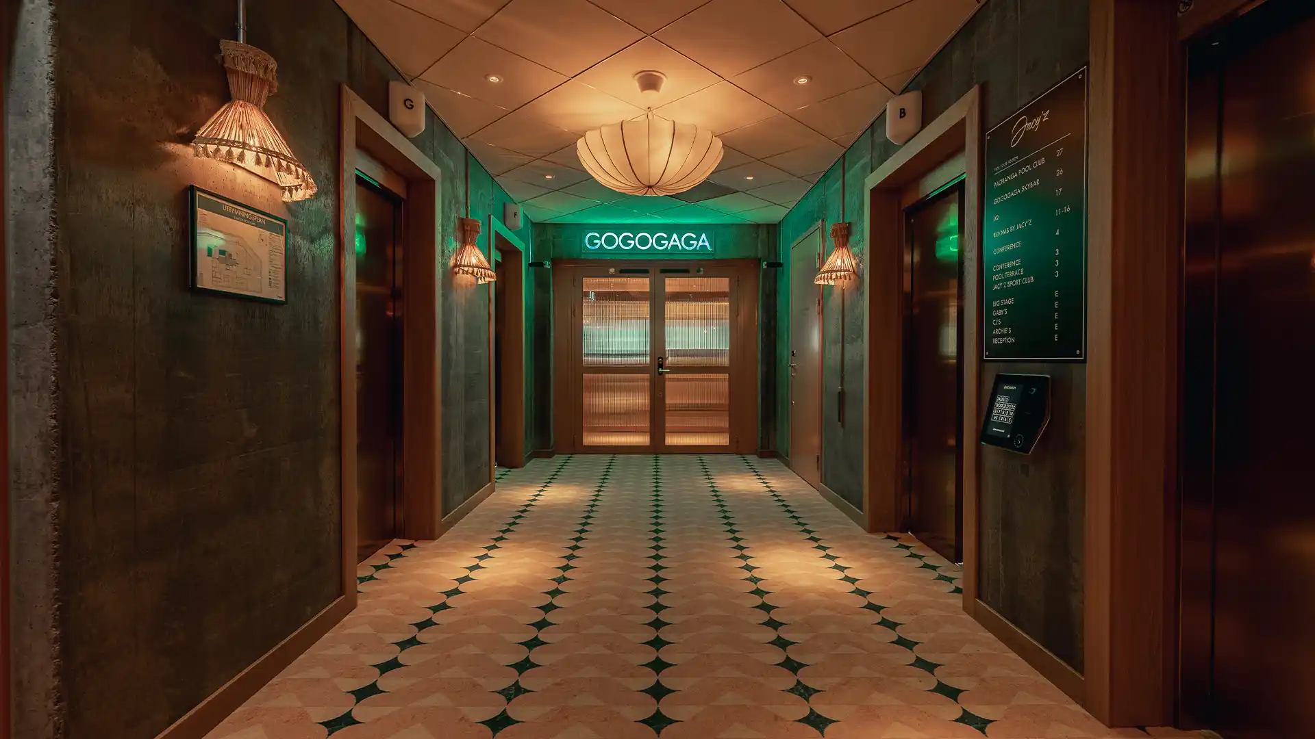 GOGOGAGA entrance with dramatic lighting on the 26th floor at Jacy'z