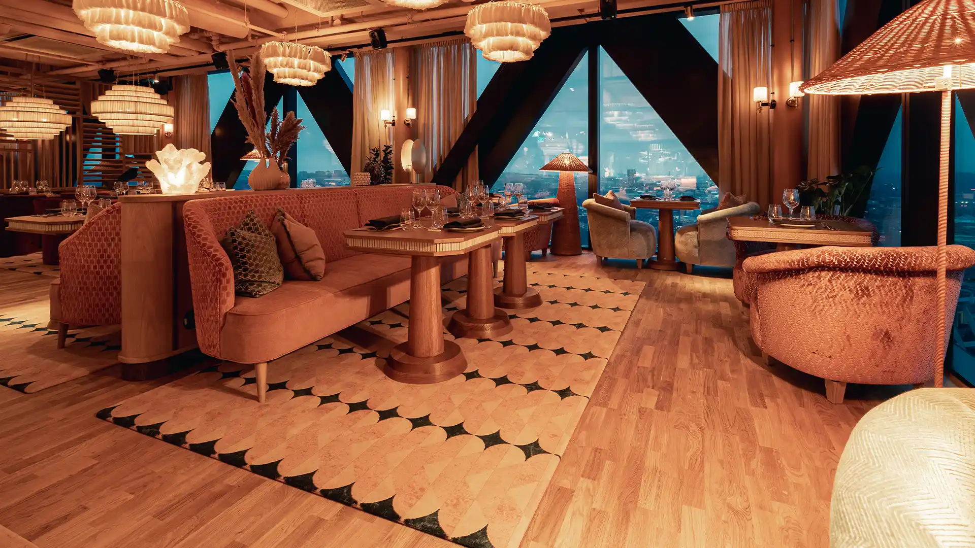 Sweeping city views from GOGOGAGA skybar windows at Jacy'z Gothenburg