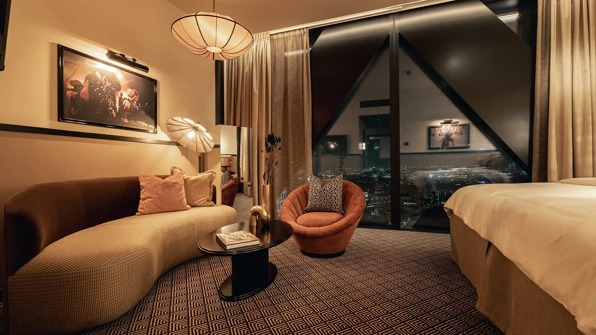 Luxury hotel room interior with modern furnishings at Jacy'z Gothenburg