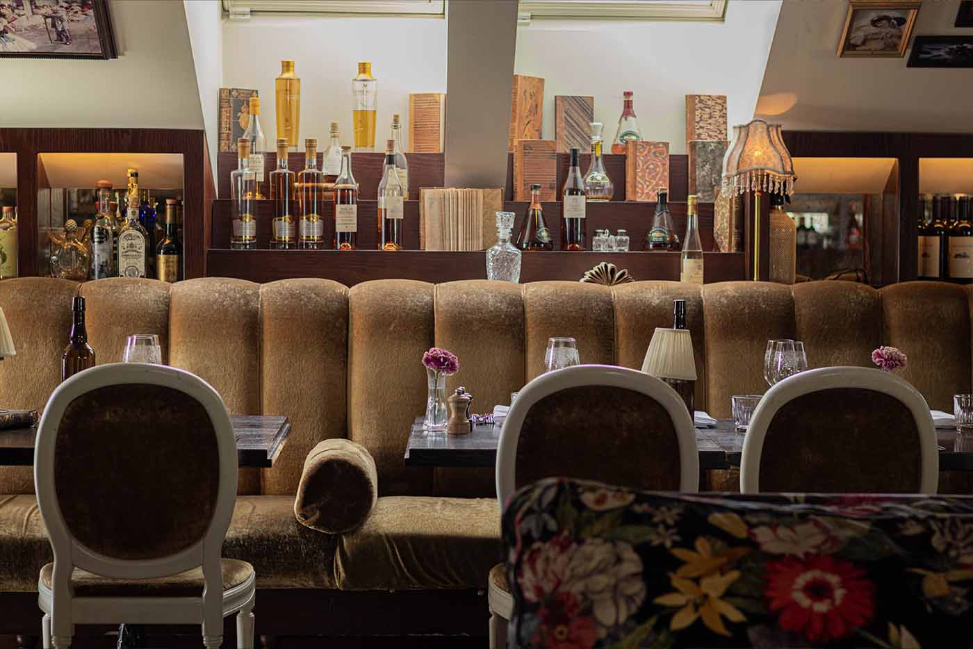 Dining table set for guests at the atelier, Hotel Pigalle Gothenburg