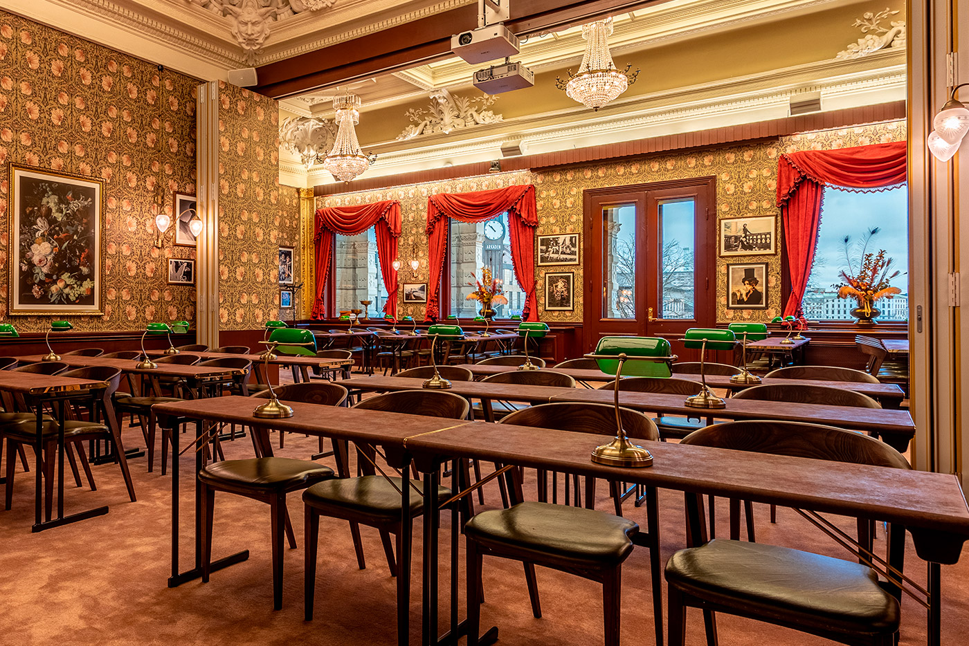 Meeting room arranged boardroom-style at Hotel Pigalle