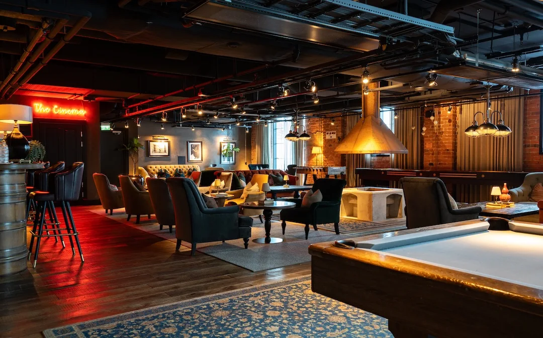 Turbine Lounge with industrial decor at The Steam Hotel Vasteras